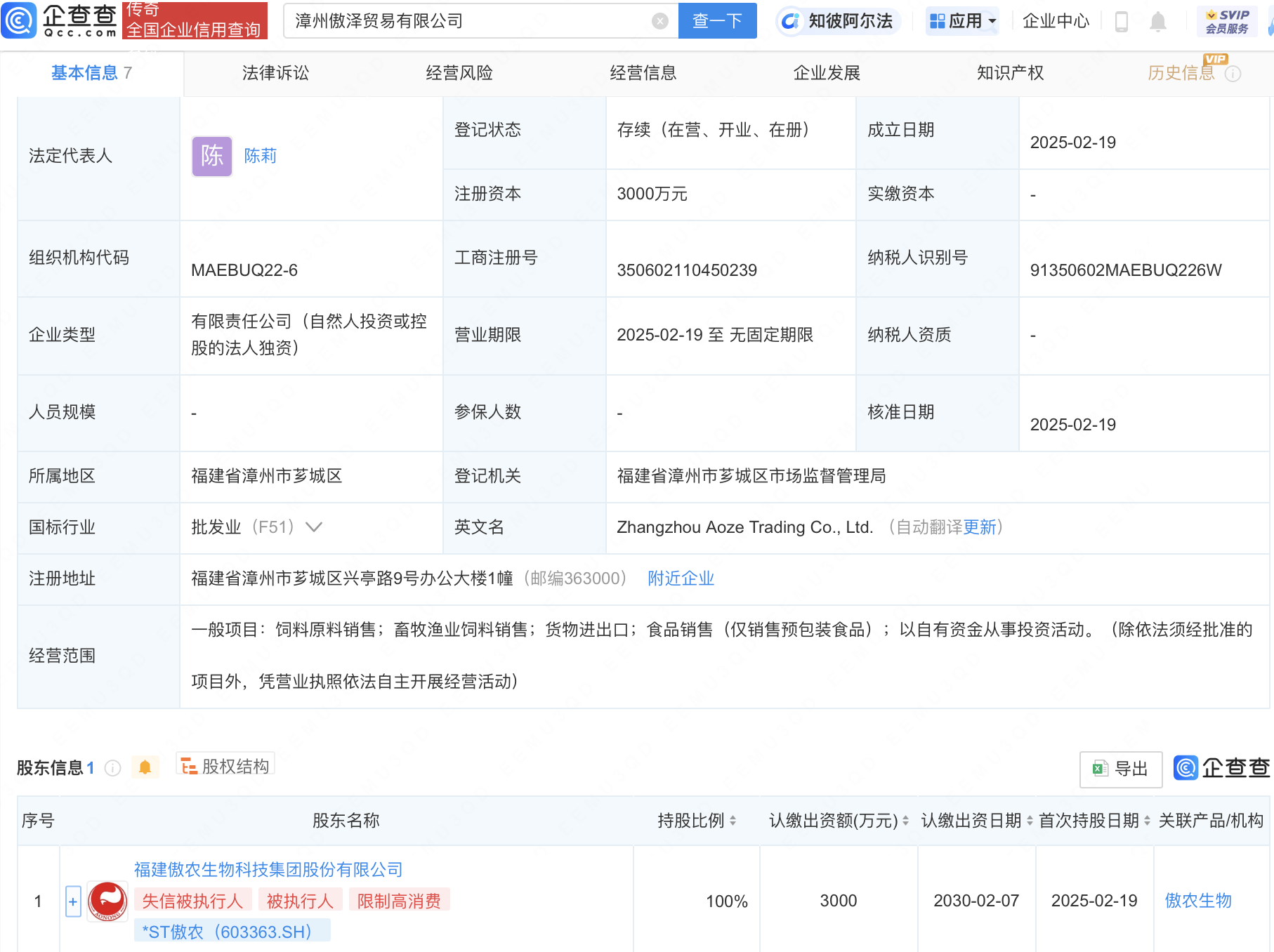 ST傲農(nóng)新設貿(mào)易公司，注冊資本3000萬布局飼料銷售